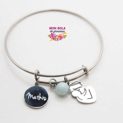 bracelet jonc aigue marine