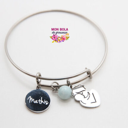 bracelet jonc aigue marine