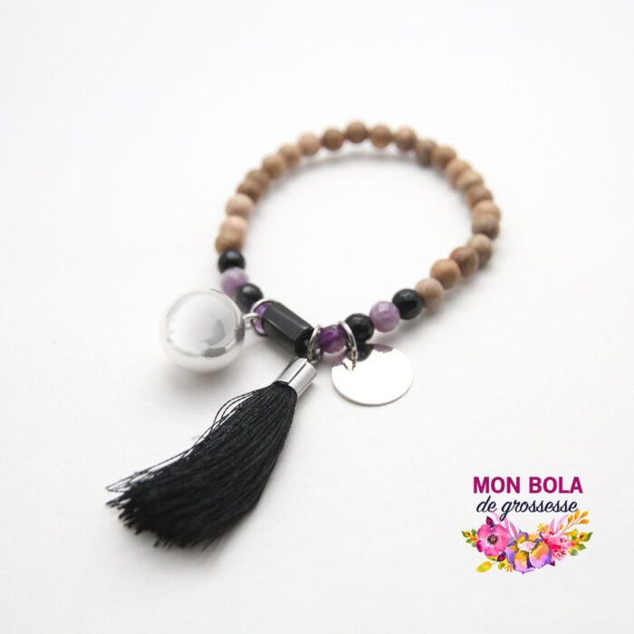 bracelet bola en plaqué argent avec médaille gravée