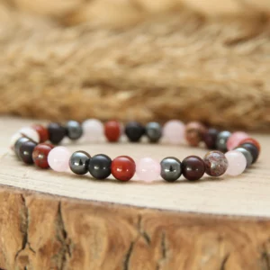 bracelet personnalisé de maternité avec pierres et médaille