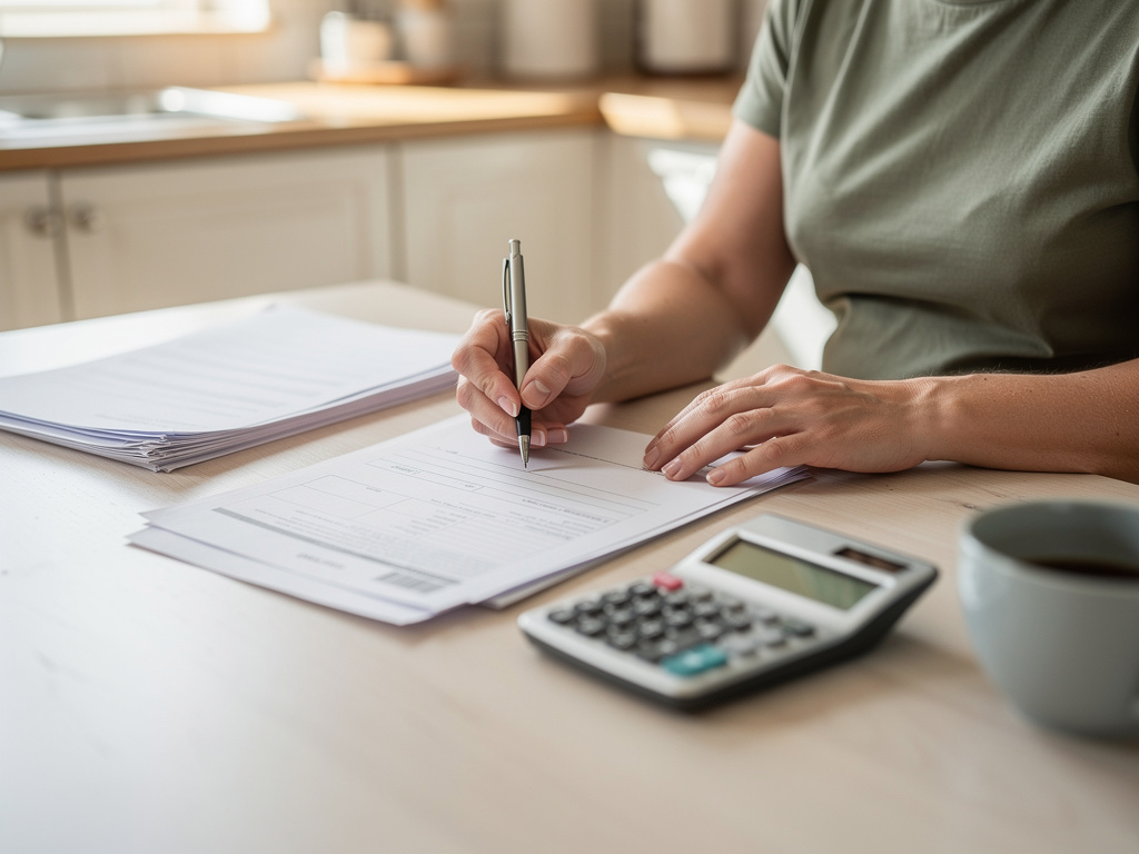 Parent remplissant des documents administratifs pour une demande de congé parental